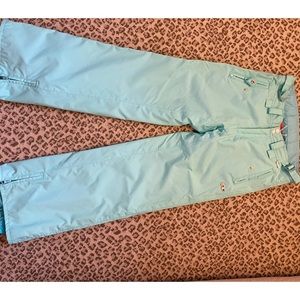 Women’s snowboard/ski pants, size S, aqua blue, like new, fully lined, pockets